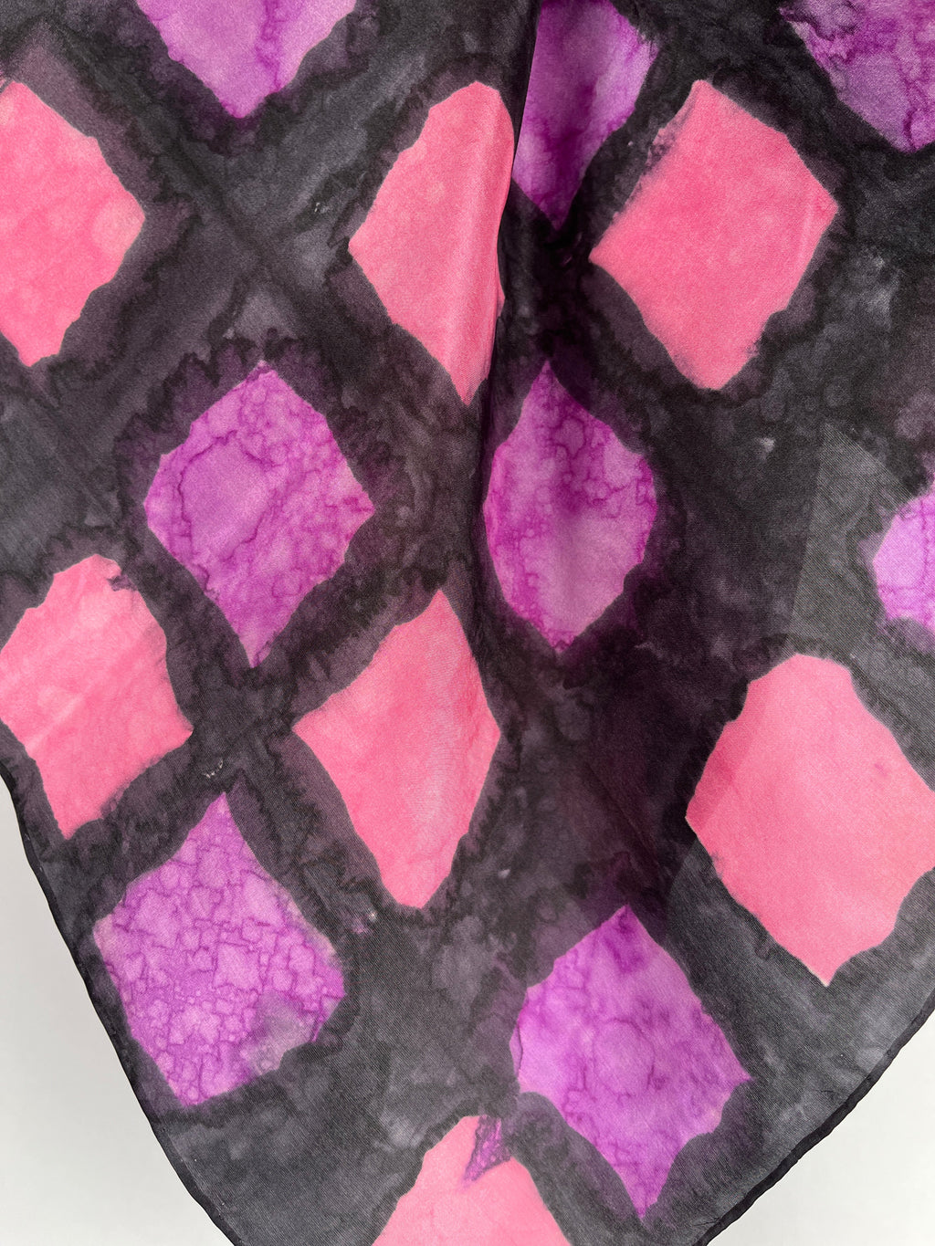 Squares on Square Shibori" - Hand-dyed Silk Scarf - $75