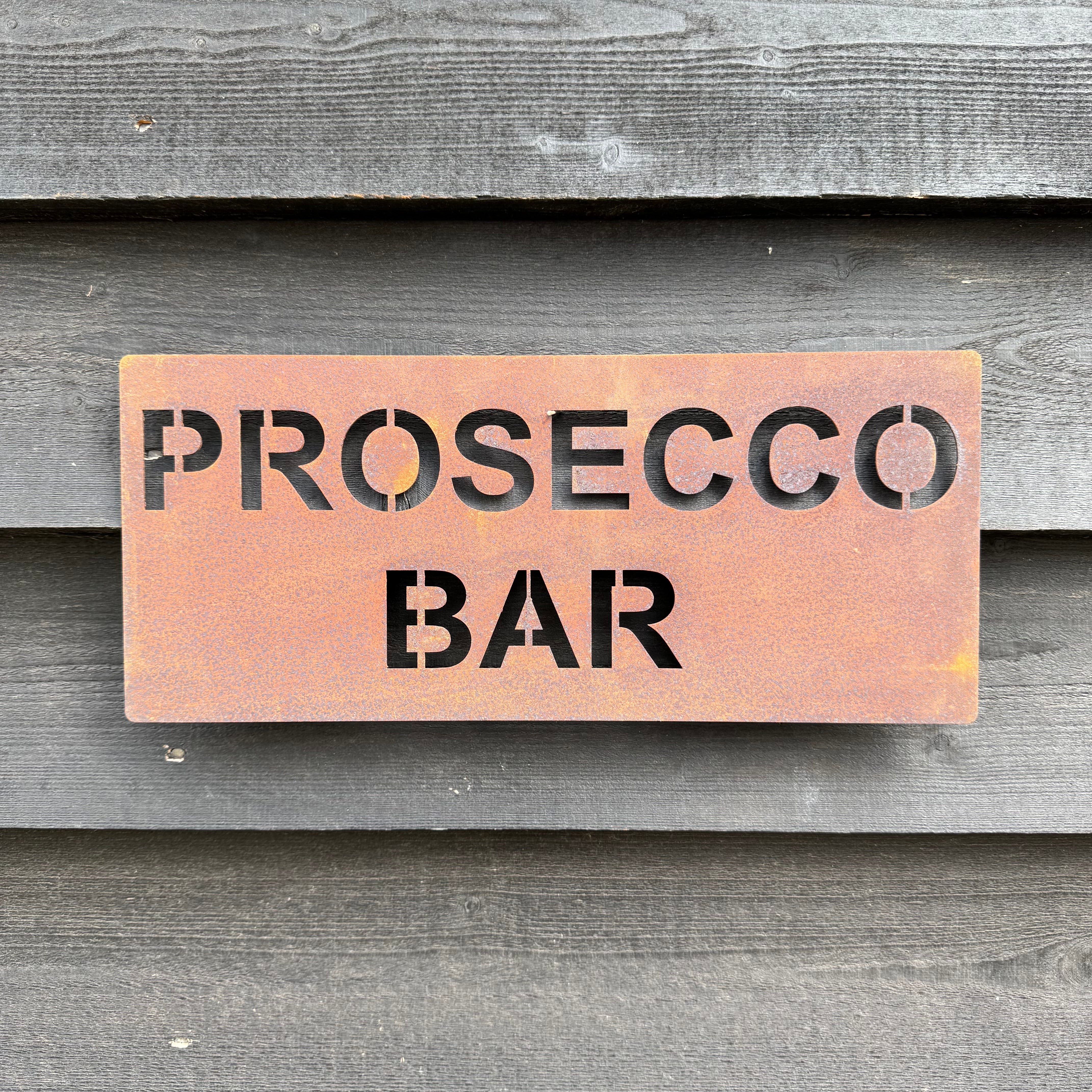 Rustic Metal Prosecco Bar Sign – Sostter