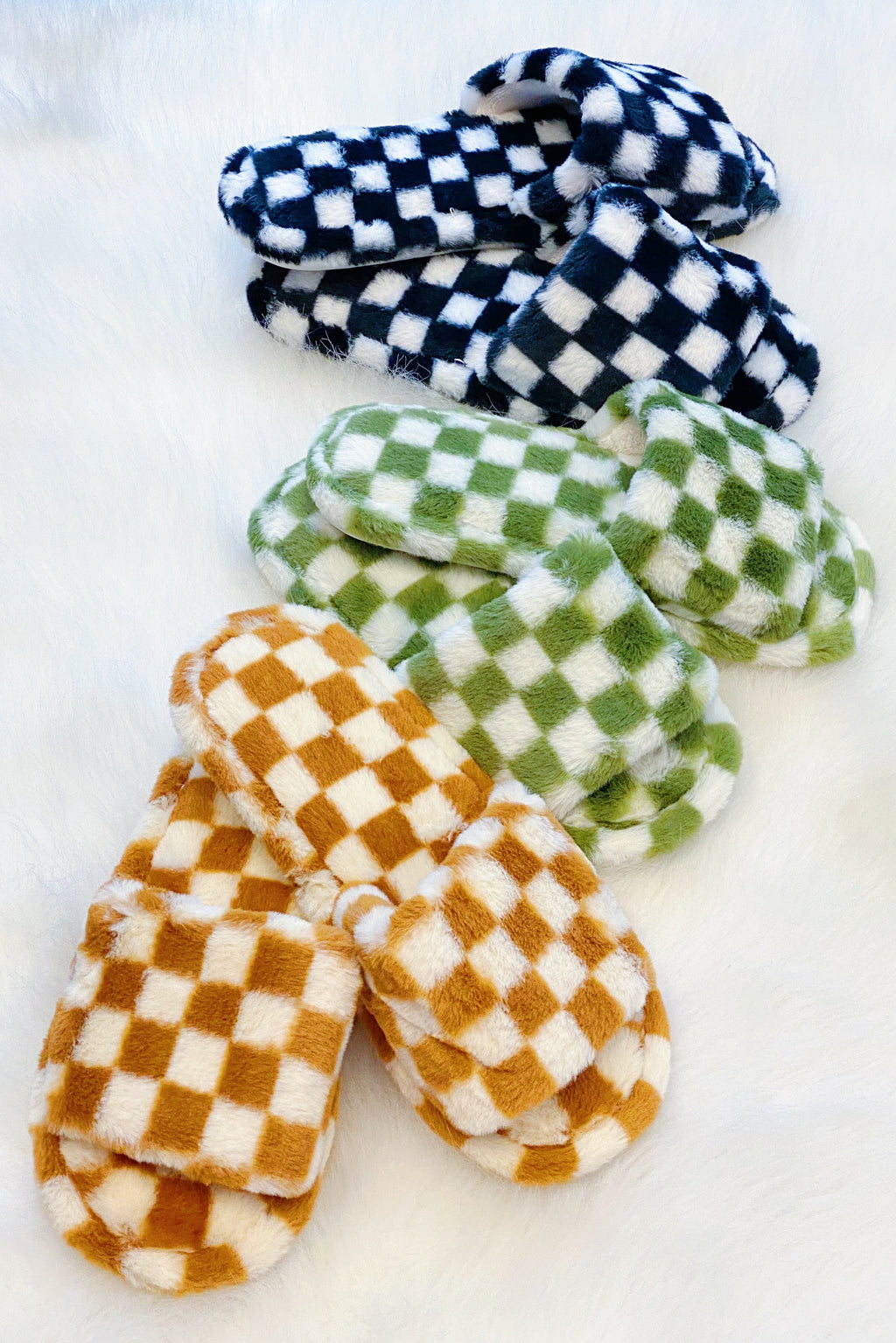 Checker Cozy Open Toe Slippers