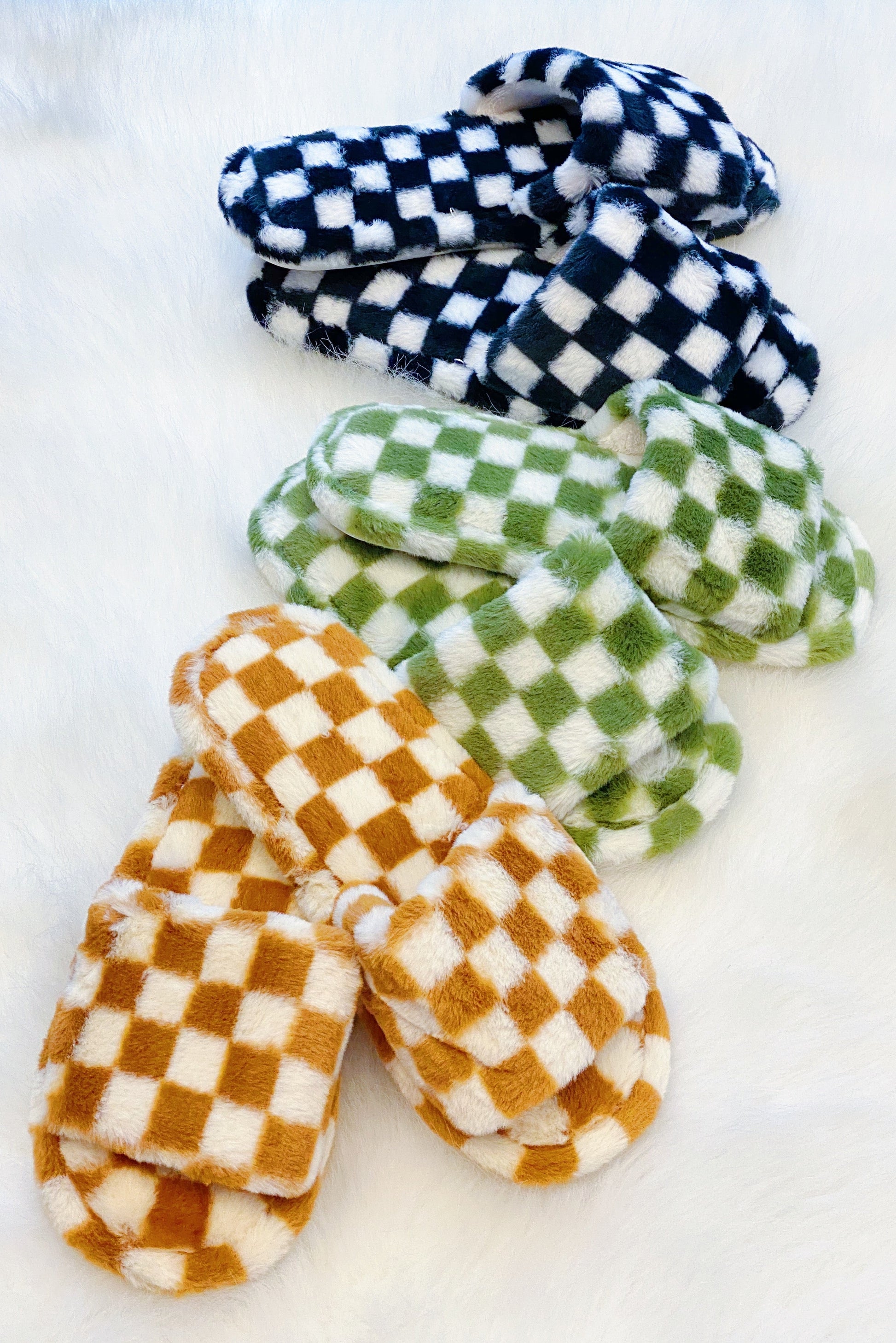 Checker Cozy Open Toe Slippers