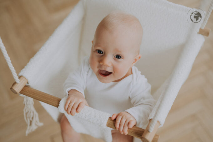 Eco-Friendly Recycled Bouclé Baby Swing – Safe & Stylish by Nofi KIDS at www.brixbailey.com