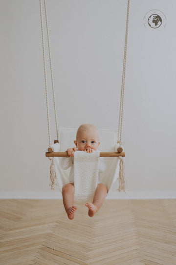 Eco-Friendly Recycled Bouclé Baby Swing – Safe & Stylish by Nofi KIDS at www.brixbailey.com