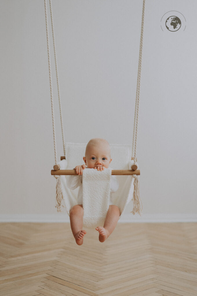 Eco-Friendly Recycled Bouclé Baby Swing – Safe & Stylish by Nofi KIDS at www.brixbailey.com