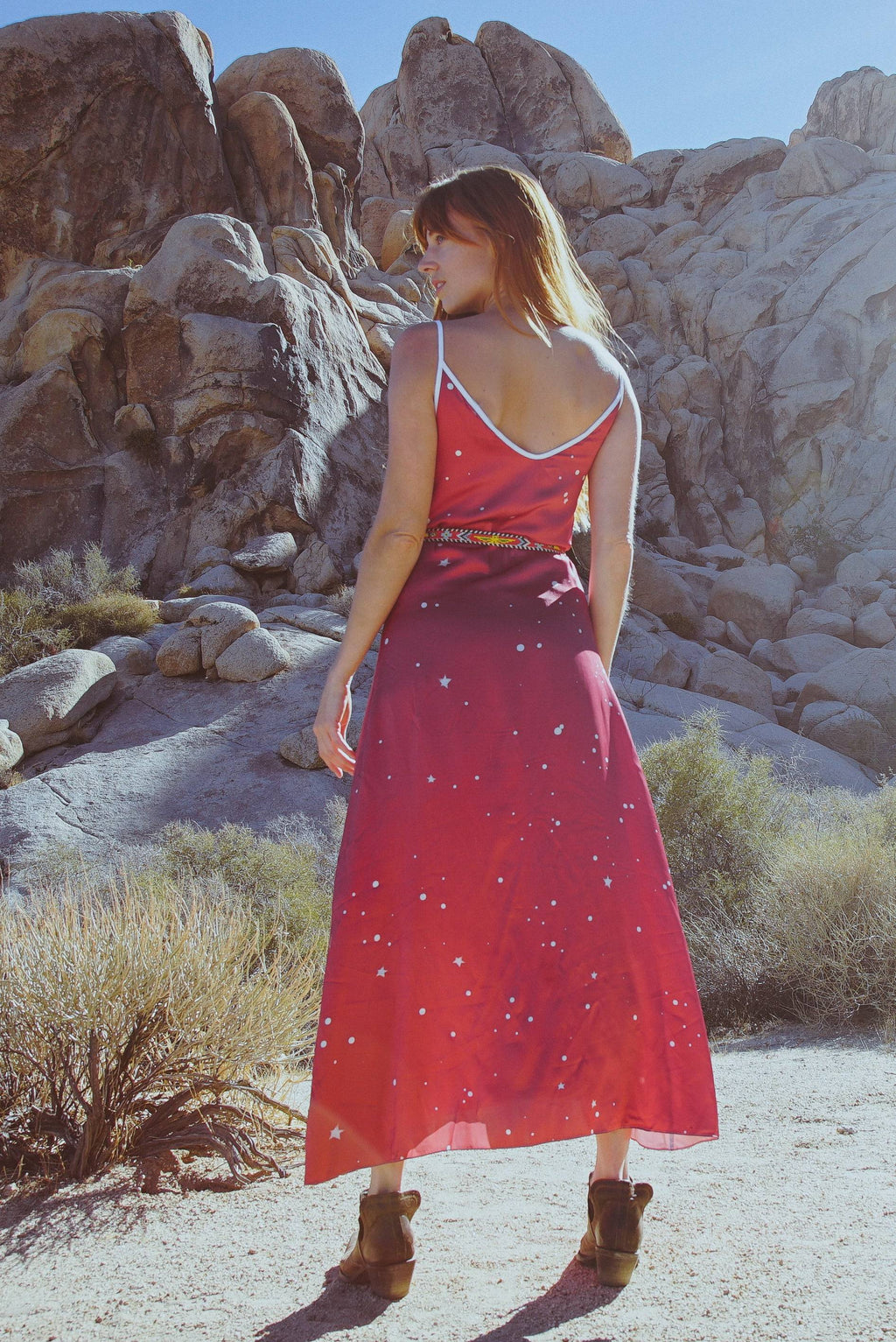 Cosmic Crimson Silk Slip Dress