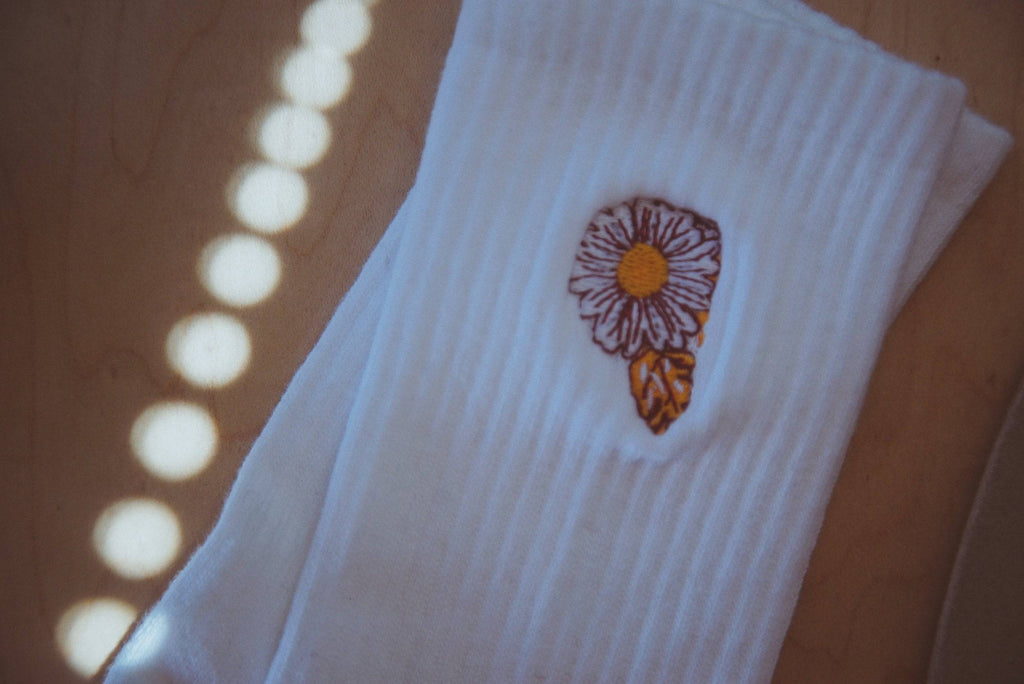Flower Power Embroidered Socks with Daisies