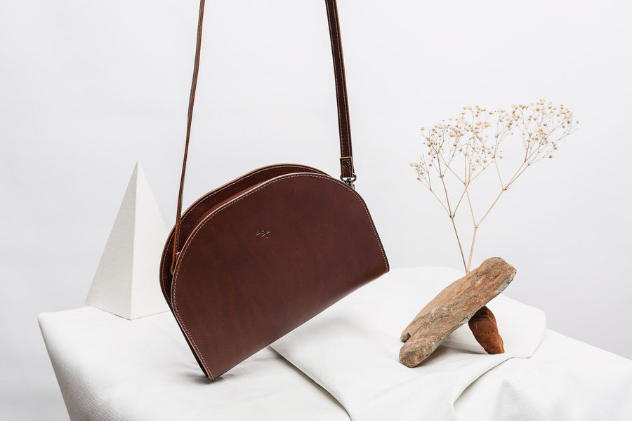 Crescent-Shaped Leather Mini Moon Bag – Versatile & Secure by Craftory at brixbailey.com