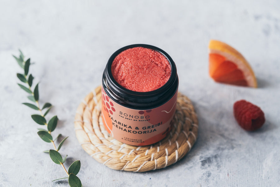 Soothing Raspberry & Grapefruit Scrub – Hydrating & Refreshing by BONOBO at www.brixbailey.com