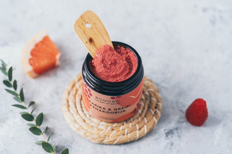 Soothing Raspberry & Grapefruit Scrub – Vitamin-Rich & Refreshing by BONOBO at www.brixbailey.com