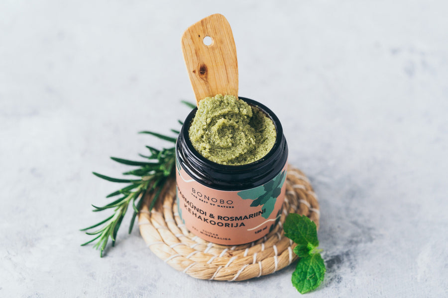 Peppermint & Rosemary Body Scrub – Invigorating & Nourishing by BONOBO at www.brixbailey.com