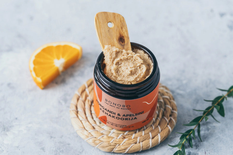 Orange & Carrot Body Scrub – Soothing & Rejuvenating Skincare by BONOBO at www.brixbailey.com