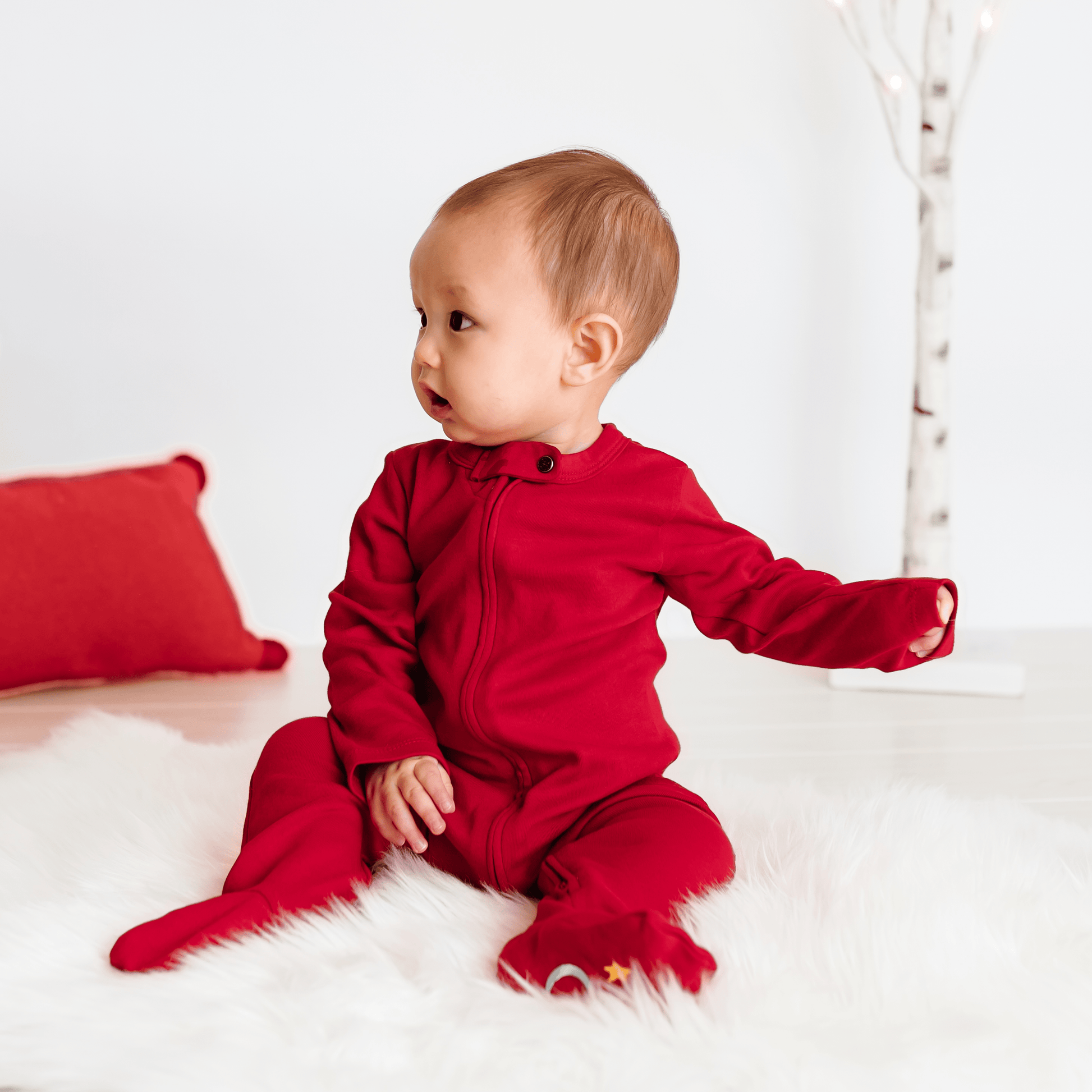 Scarlet Red Organic Baby Footie Unisex