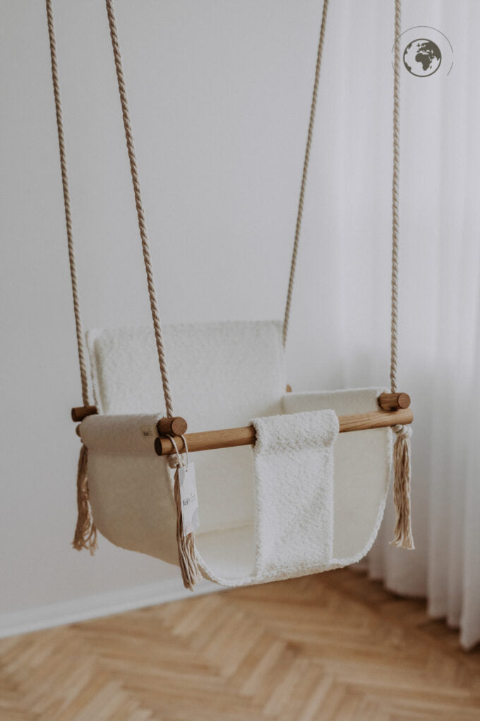 Eco-Friendly Baby Swing in Recycled Bouclé – Safe & Stylish by Nofi KIDS at www.brixbailey.com