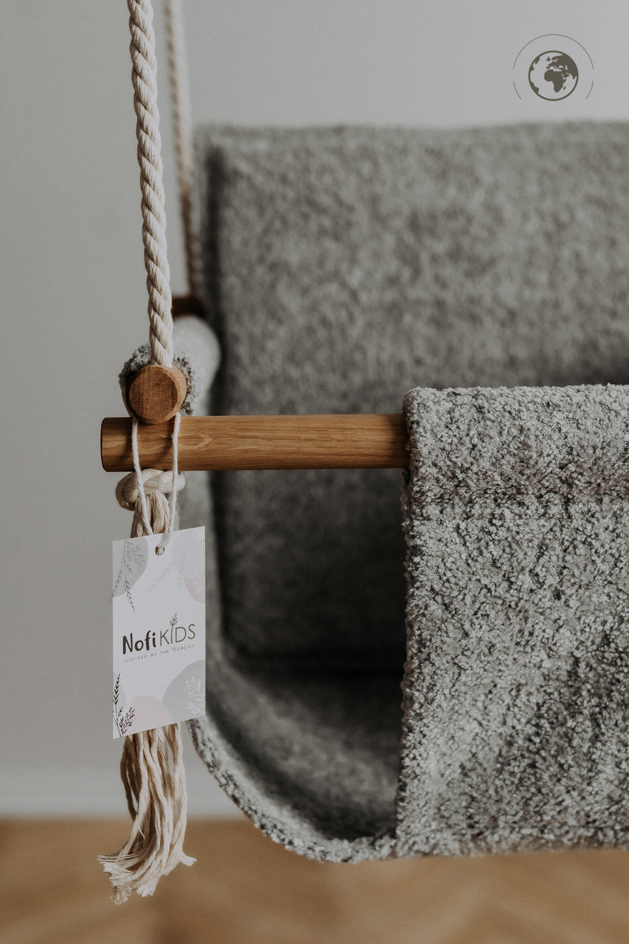 Eco-Friendly Bouclé Baby Swing – Safe & Comfortable Indoor Play by Nofi KIDS at www.brixbailey.com