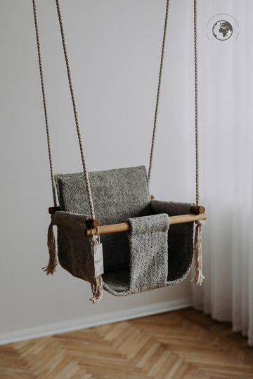 Eco-Friendly Bouclé Cloth Baby Swing – Safe & Stylish Indoor Play by Nofi KIDS at www.brixbailey.com