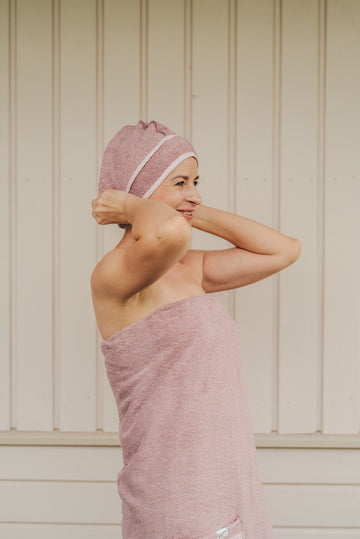 OEKO-TEX Cotton Terry Hair Towel – Sauna & Drying Cap by RÄTT at brixbailey.com