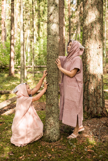 Short-Sleeve Dusty Pink Poncho – Bamboo Terry, OEKO-TEX Certified by RÄTT at brixbailey.com