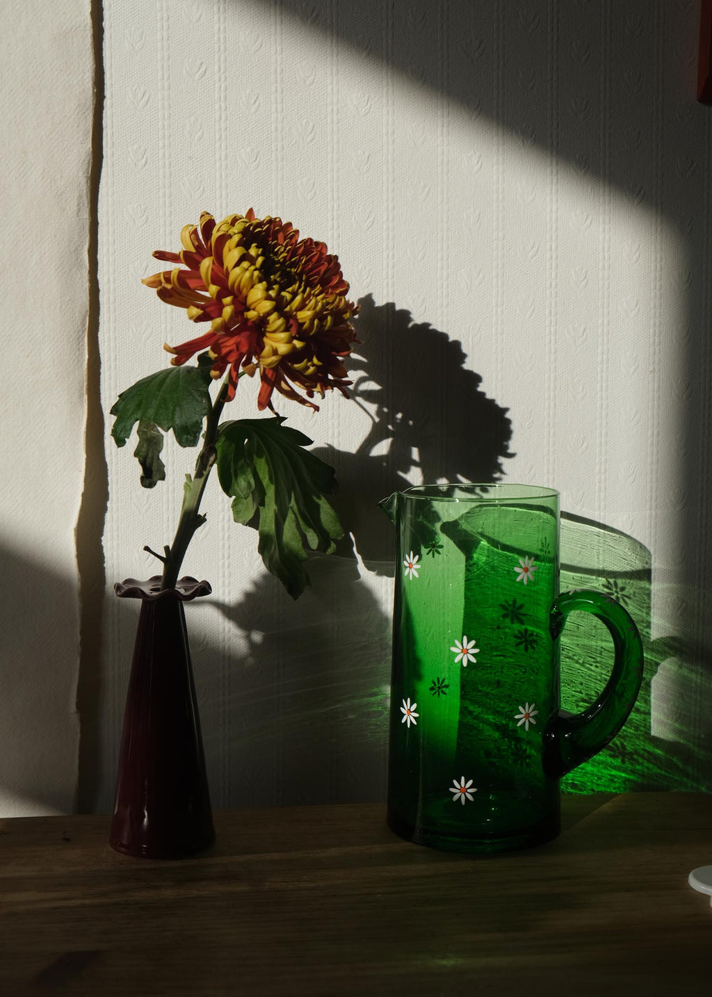 Daisy Green Recycled Glass Jug