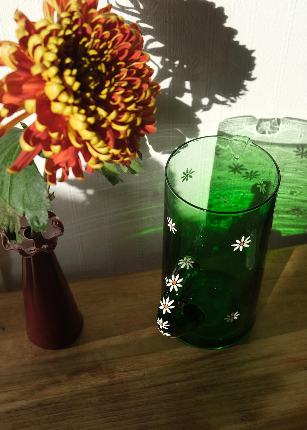 Daisy Green Recycled Glass Jug
