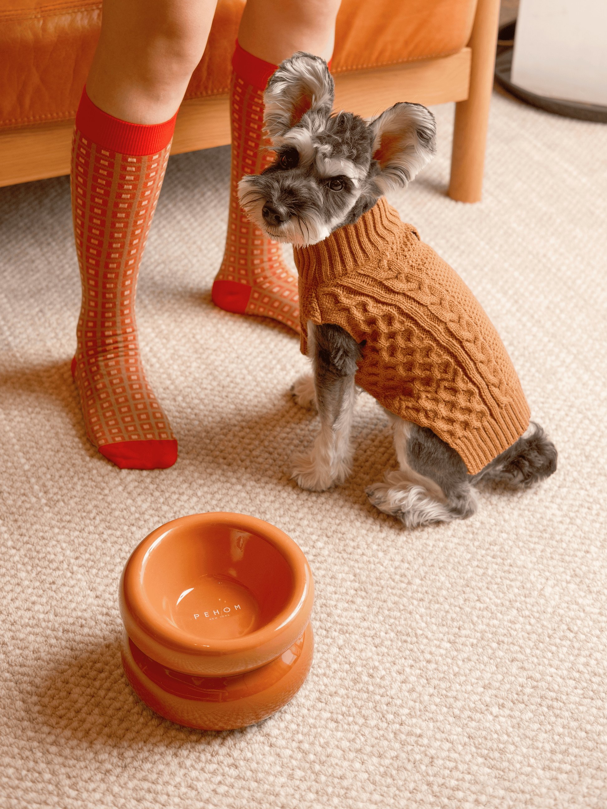Pet Sweater Vest in Toffee Orange