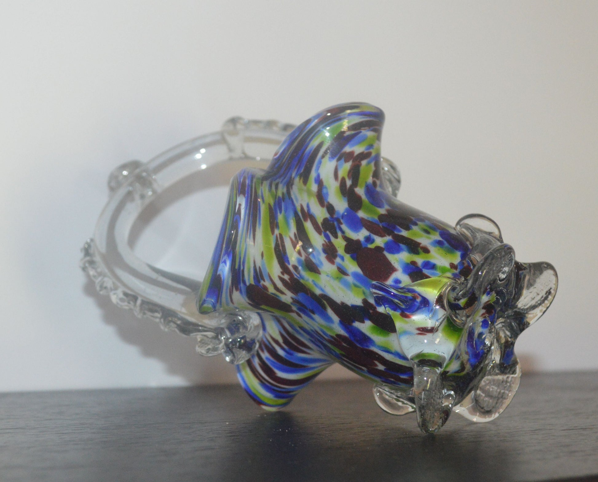 Rare Vintage Art Glass Basket – Handcrafted Multicolor Beauty