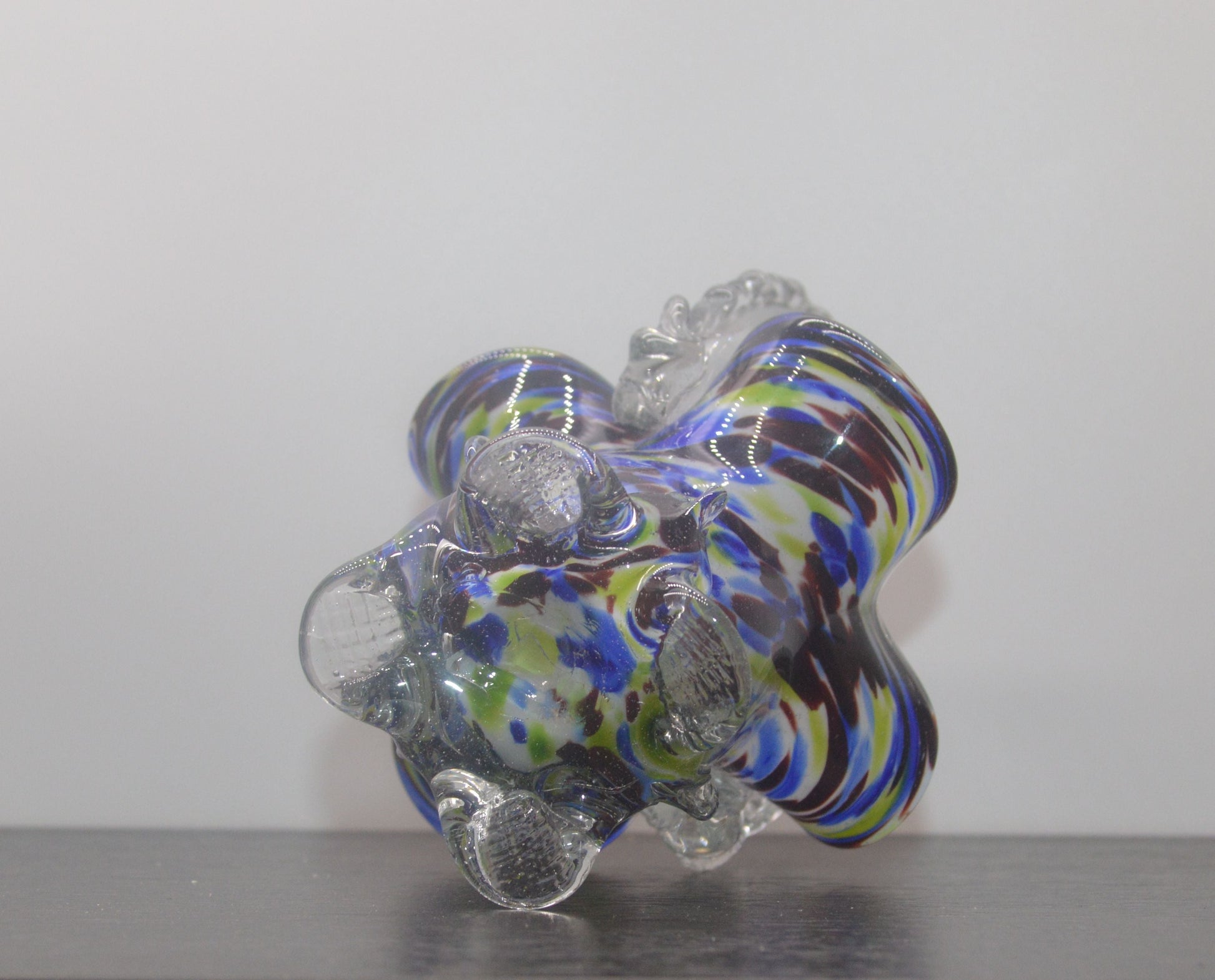 Rare Vintage Art Glass Basket – Handcrafted Multicolor Beauty