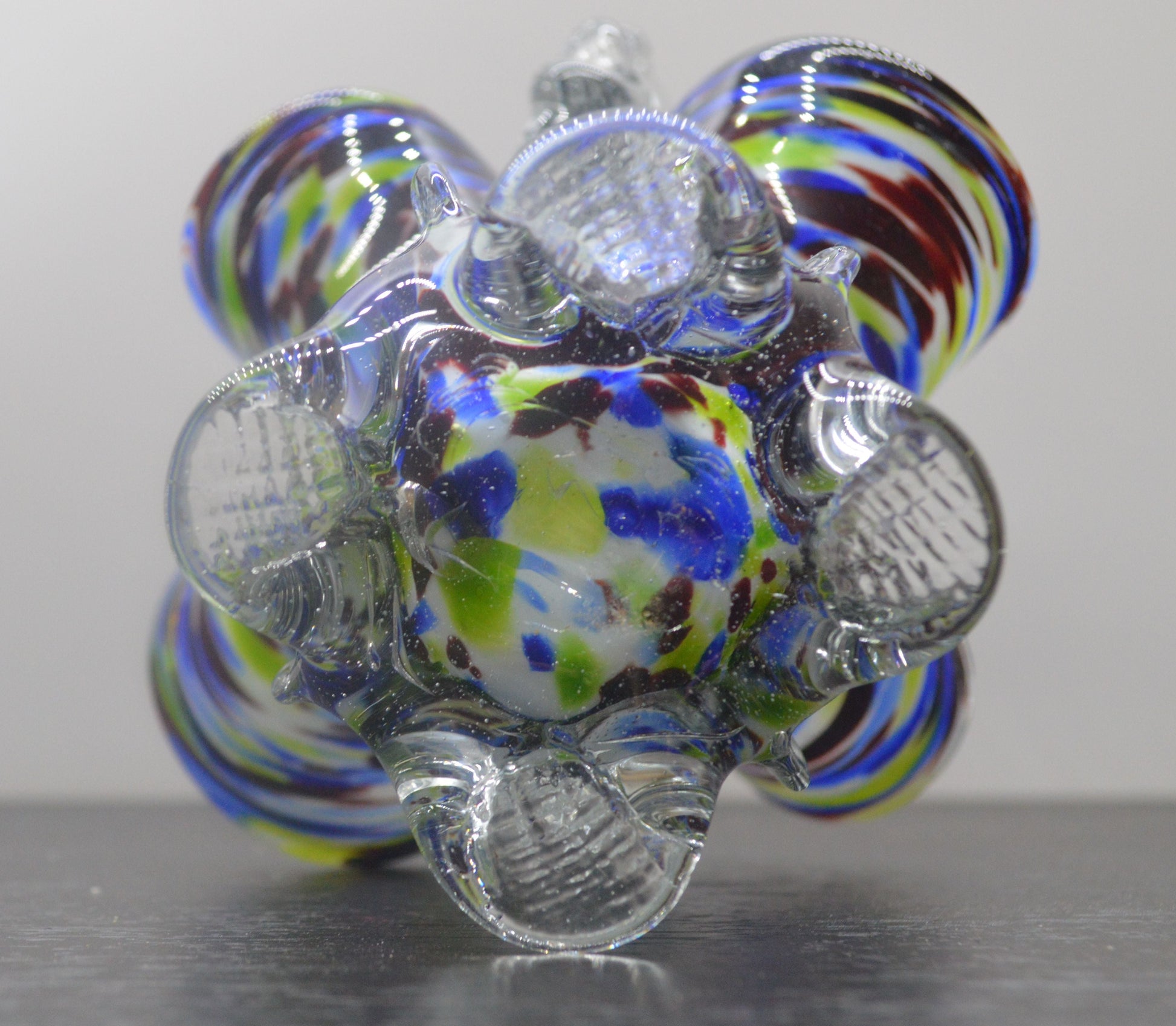 Rare Vintage Art Glass Basket – Handcrafted Multicolor Beauty