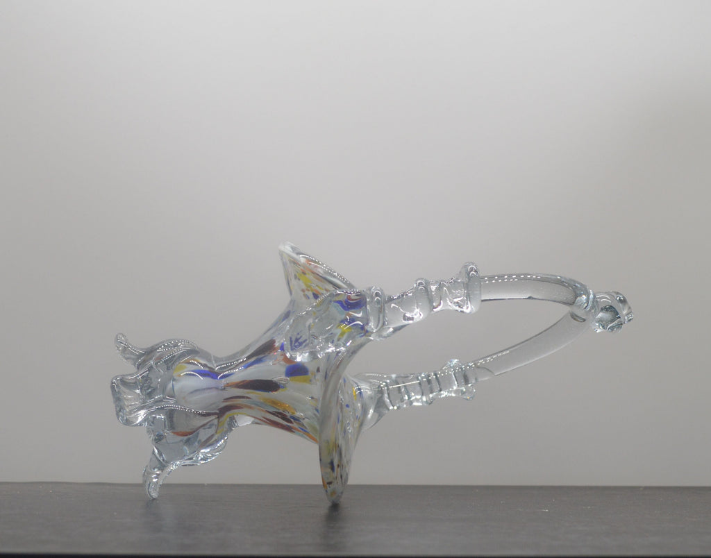 MURANO STYLE MULTICOLURED ART GLASS BASKET