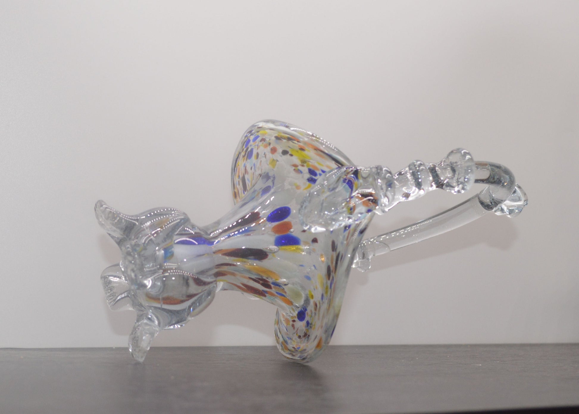 MURANO STYLE MULTICOLURED ART GLASS BASKET