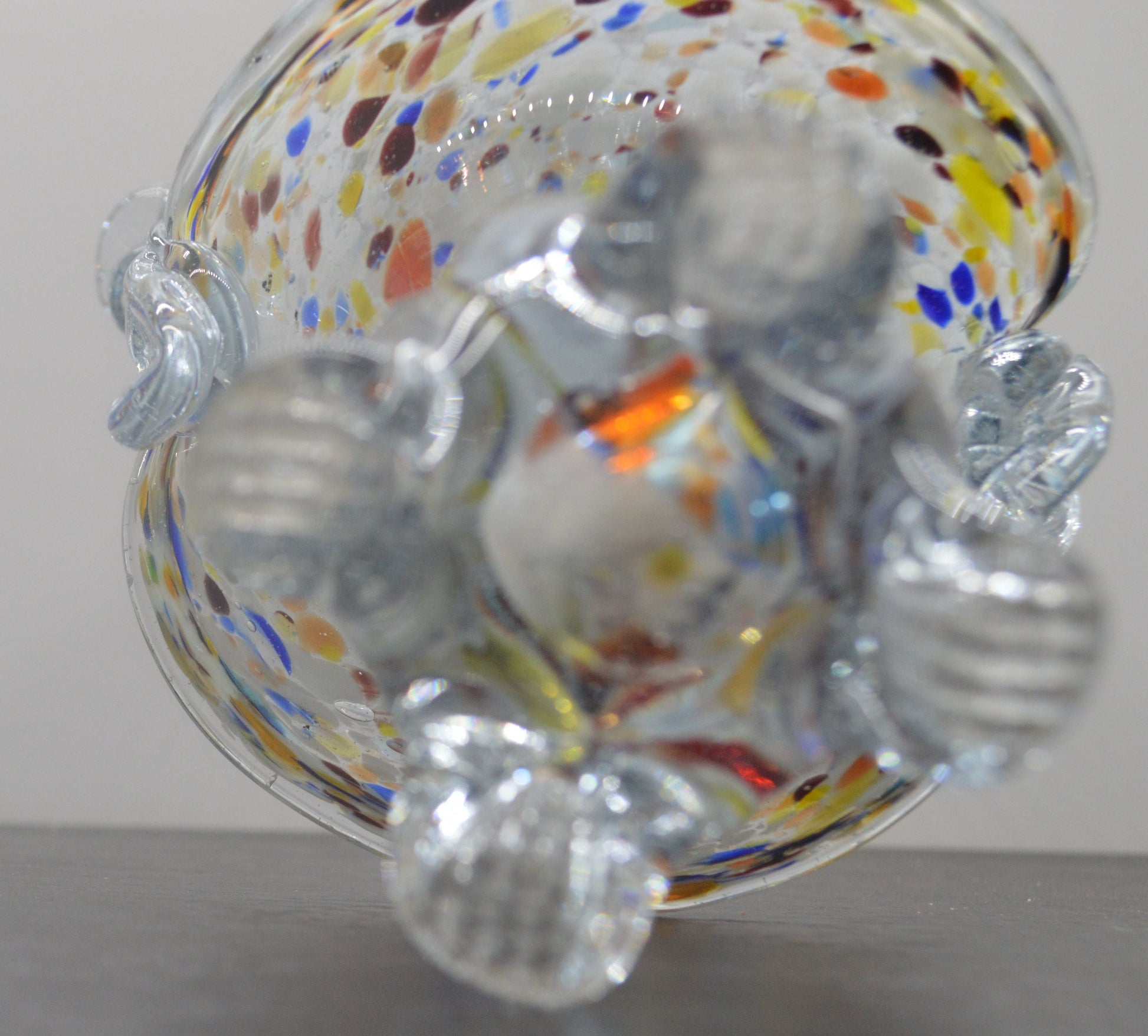 MURANO STYLE MULTICOLURED ART GLASS BASKET