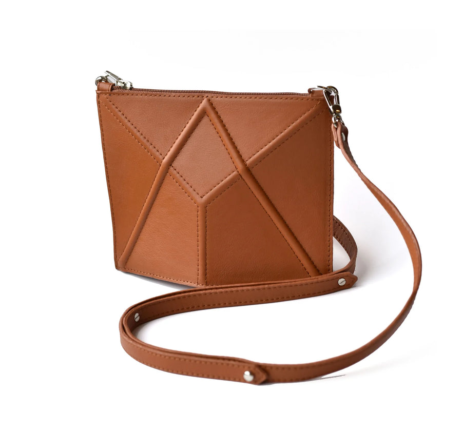 Versatile Facet Mini Leather Bag – Handcrafted & Adjustable by Gerda Retter Design at www.brixbailey.com