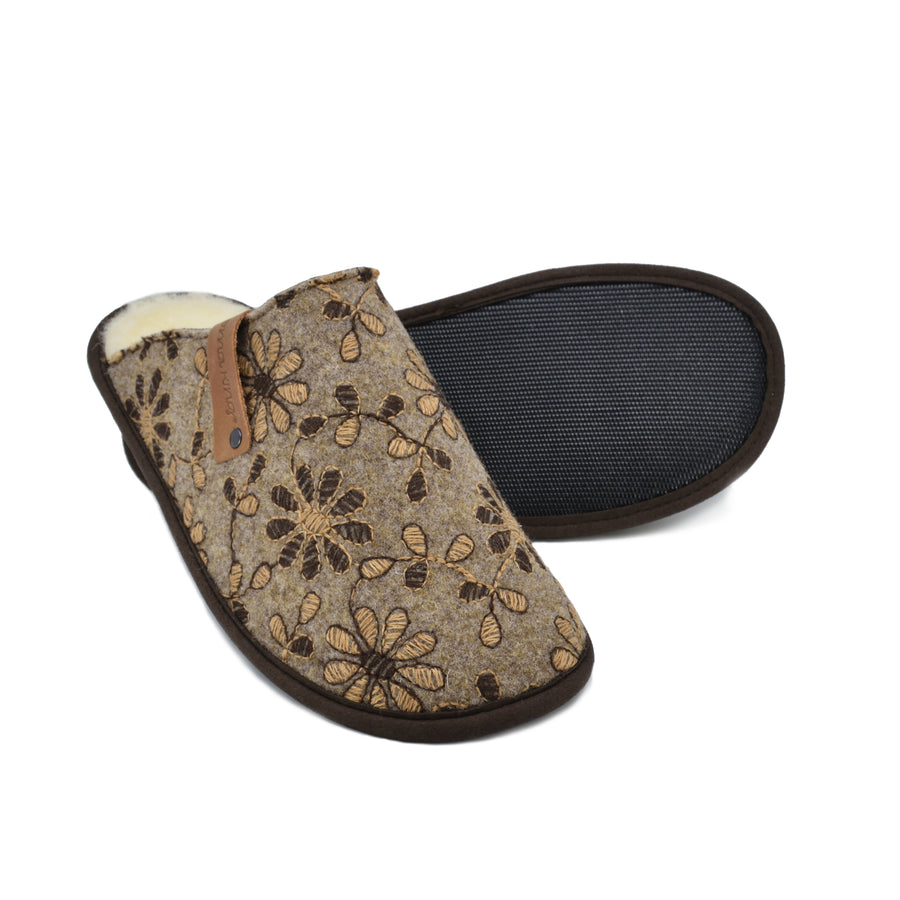 Embroidered Floral Wool Slippers by Omaking – Handmade & Cozy by Omaking at brixbailey.com