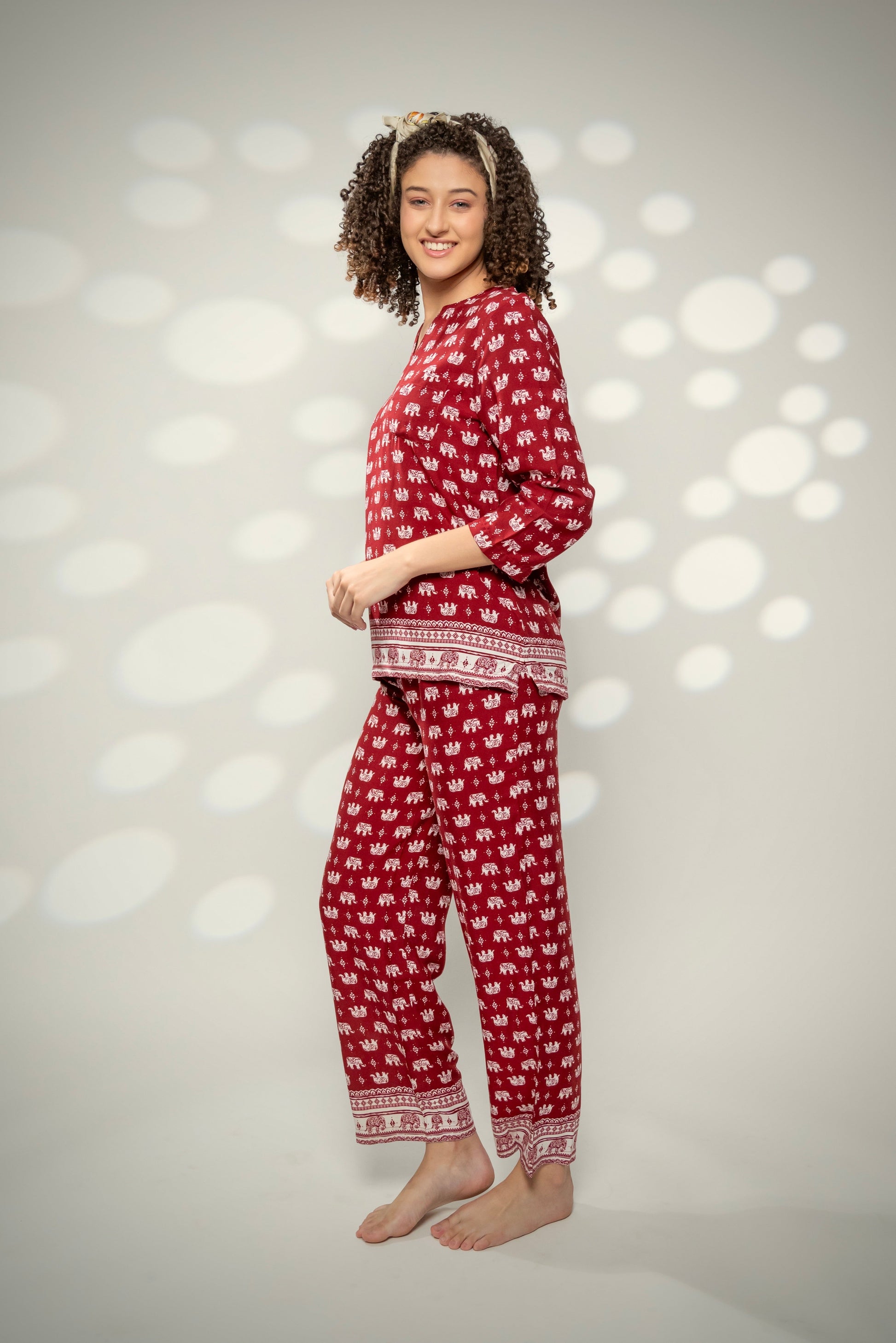 Elephant Print Pyjamas Indo Western Set