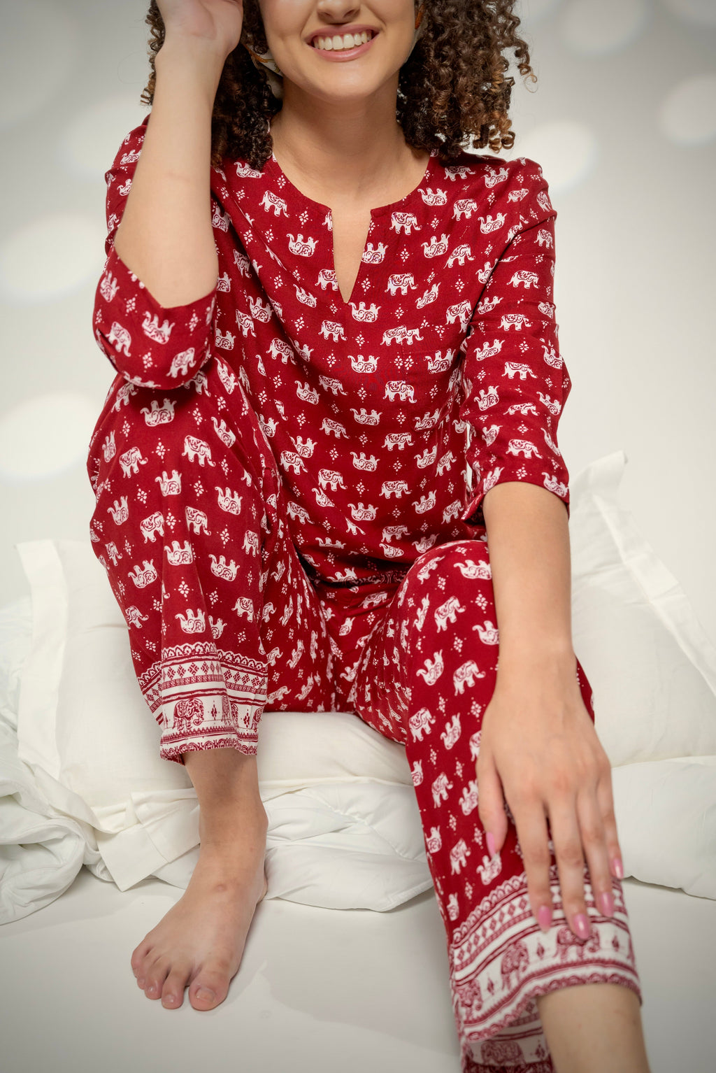 Elephant Print Pyjamas Indo Western Set