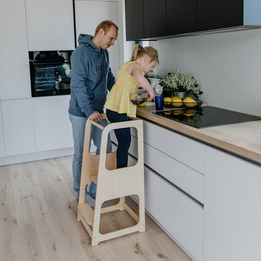 Montessori Helper Tower Step Stool – Safe & Adjustable for Kids by Montessori House Bed at www.brixbailey.com