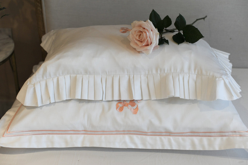 Arabella Bow Ruffle frill Pillow Case Pair
