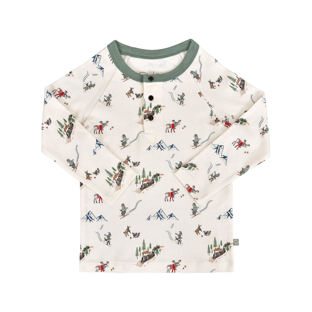 Mountain Express Long Sleeve Henley in Organic Cotton