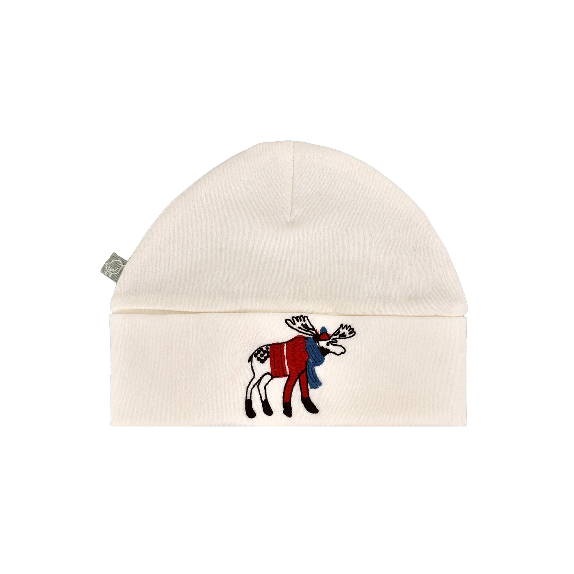 Reversible Ivory Moose Bucket Hat for Newborns