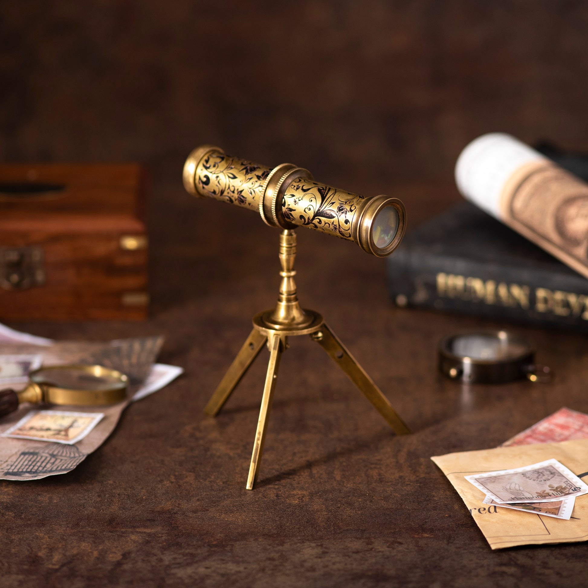 Antique Handmade Kaleidoscope on Tripod Stand