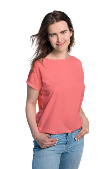 Tan-Through T-Shirt – Coral