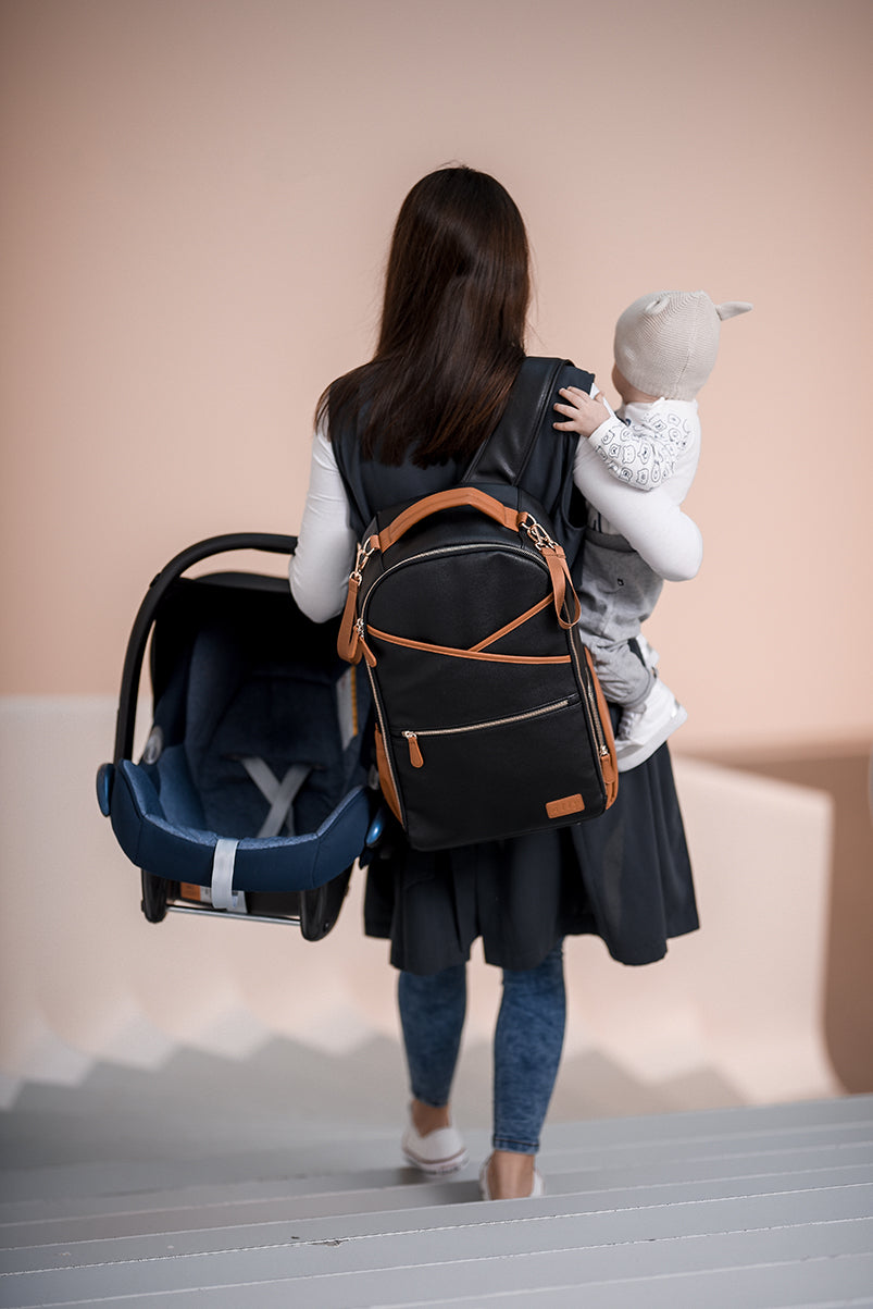 Black Coffee Diaper Bag - Elegant & Eco-Friendly Parenting Essential by Ally Scandic at www.brixbailey.com