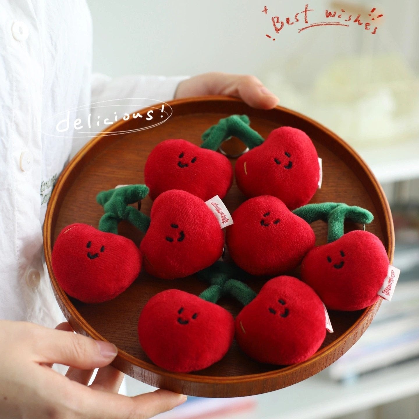 Cherry Bag Charm in White