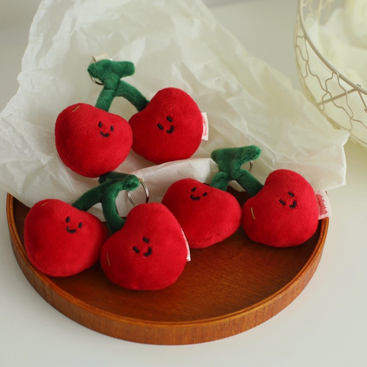 Cherry Bag Charm in White