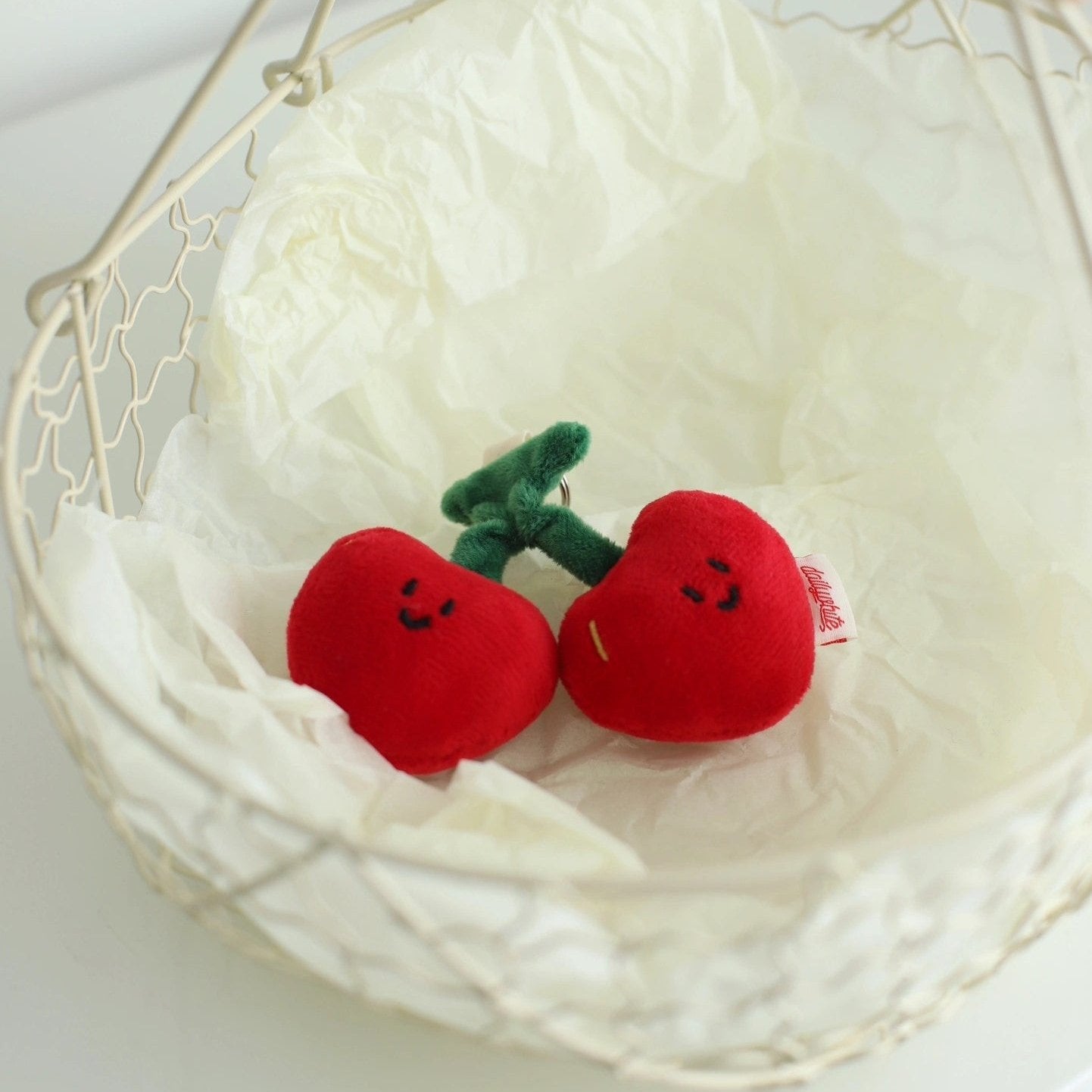 Cherry Bag Charm in White