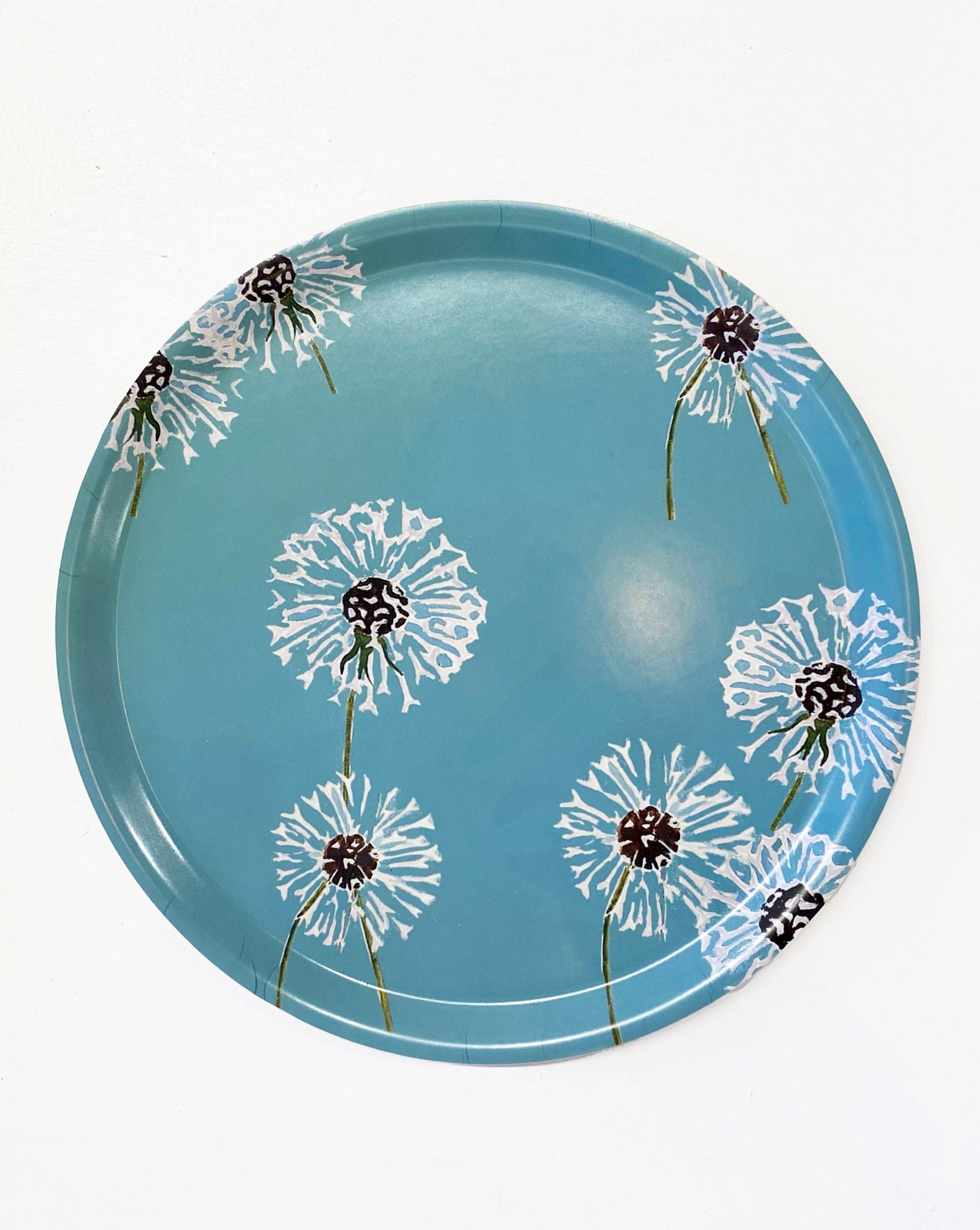 Aqua Dandelion Serving Tray 15 inch