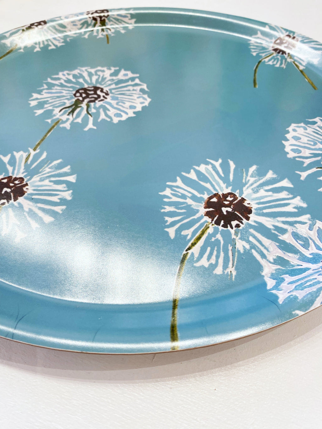 Aqua Dandelion Serving Tray 15 inch