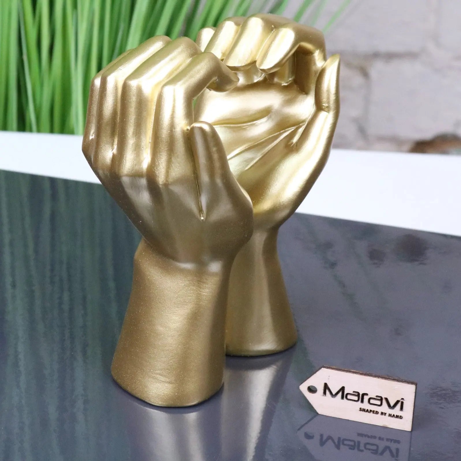 Darela Love Heart Hands Ornament Gold