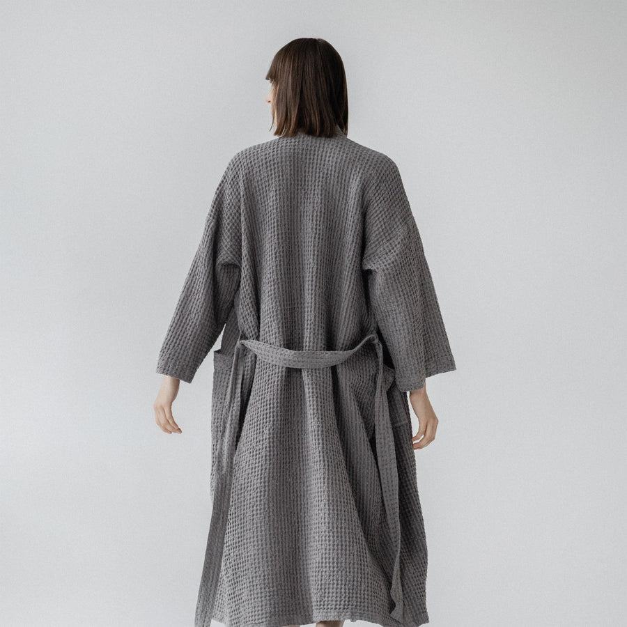 Oversized Honeycomb Waffle Linen Bathrobe - Stylish & Comfy by Linen Tales at www.brixbailey.com