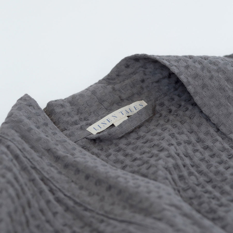 Luxurious Honeycomb Waffle Linen Bathrobe - Moisture-Wicking & Soft by Linen Tales at www.brixbailey.com