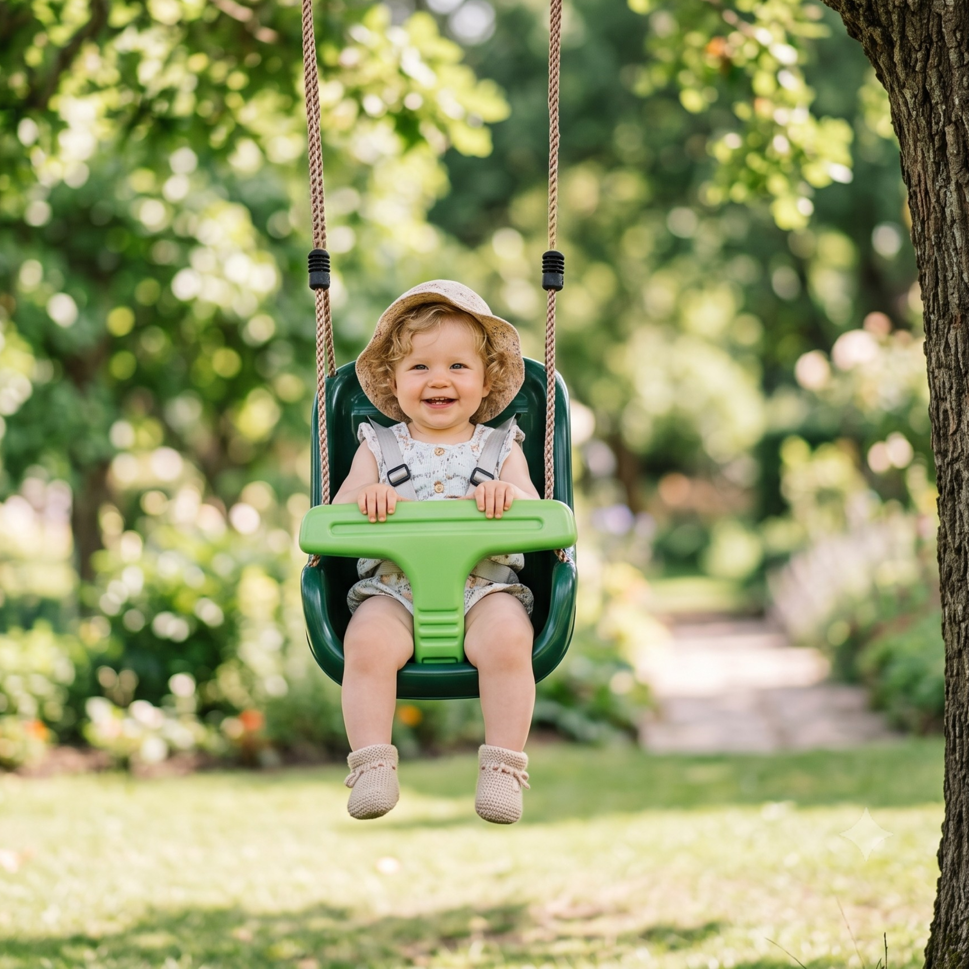 Baby Swing Seat - Green Deluxe - Safe & Comfortable