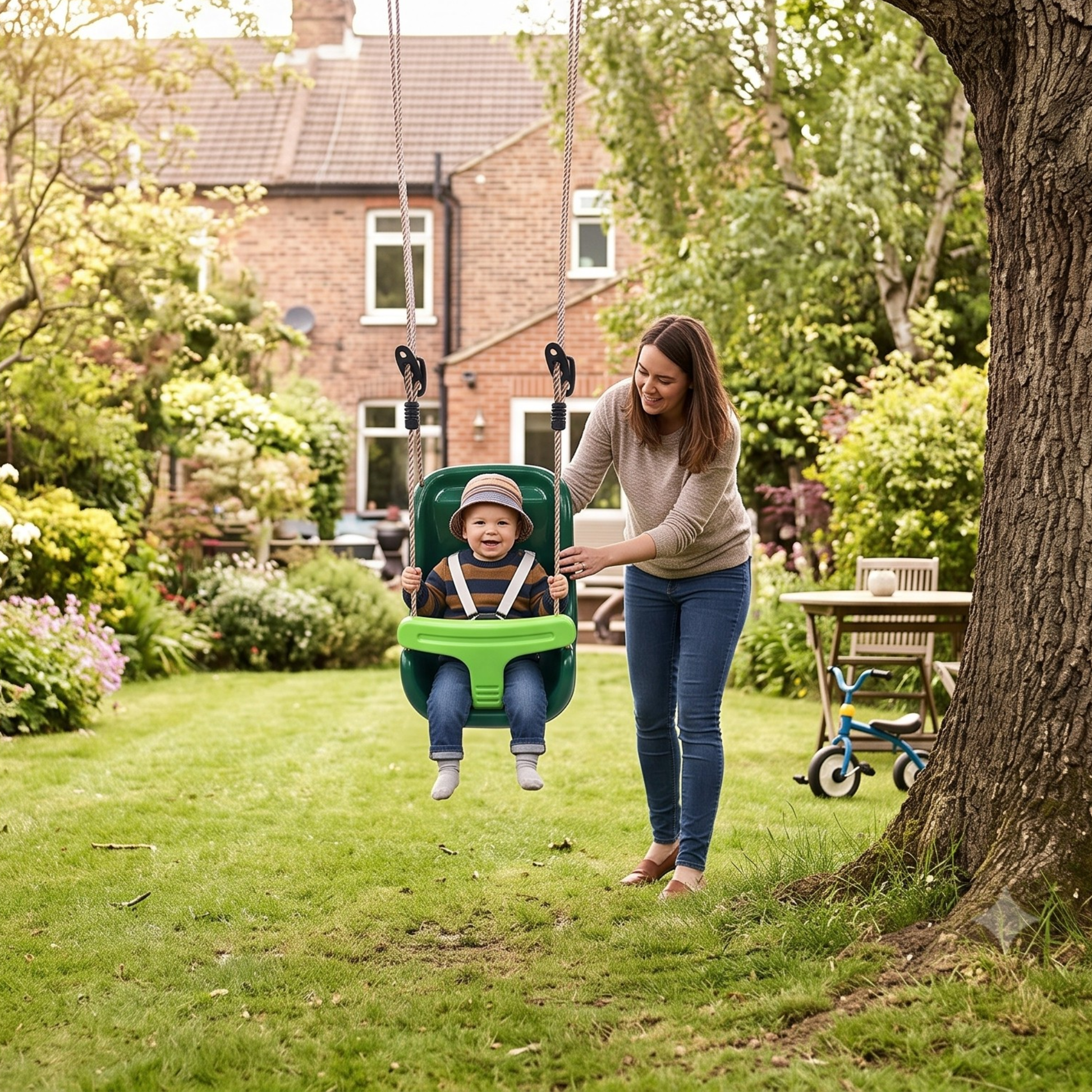 Baby Swing Seat - Green Deluxe - Safe & Comfortable